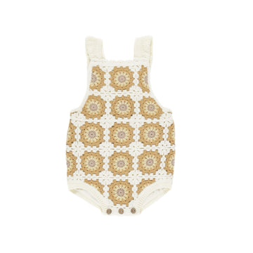 Crochet Romper in Marigold Daisy