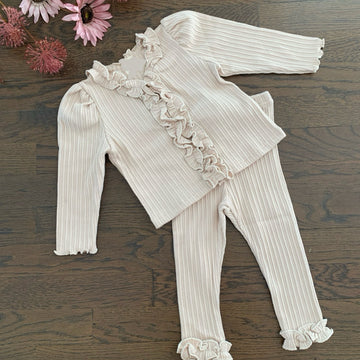 Ribbed Ruffle Cardigan set