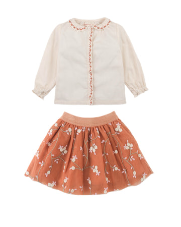 Long Sleeve Blouse and Tulle Skirt Set