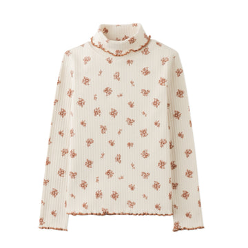 Floral Ribbed Turtleneck