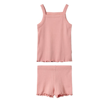 Ribbed Tank and Shorts Set in Rose