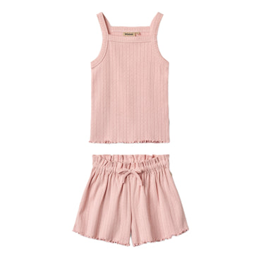 Piontelle Tank and Drawstring Shorts Set in Rose