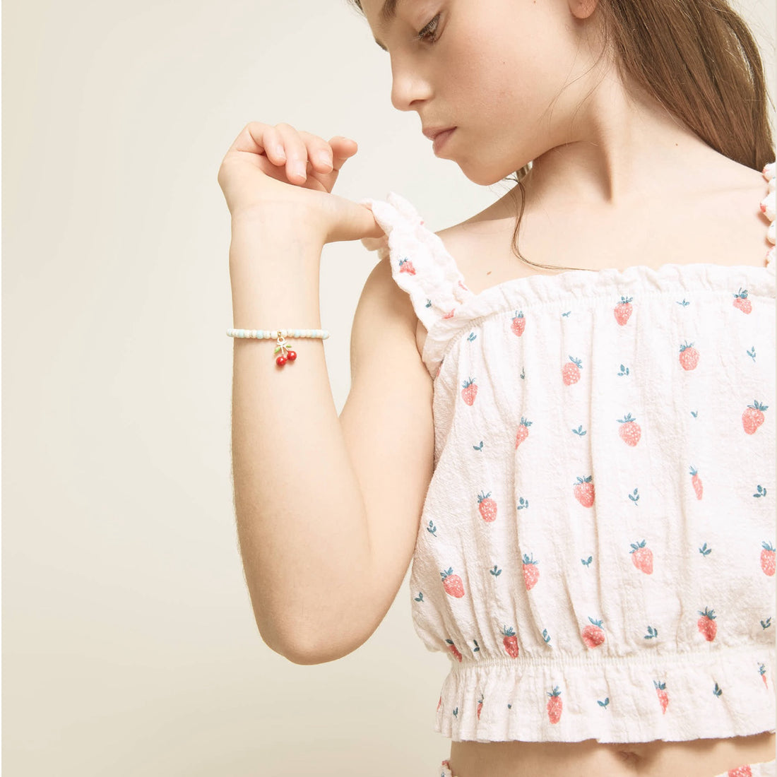 Strawberry Top and Pants Set in Cream Pink