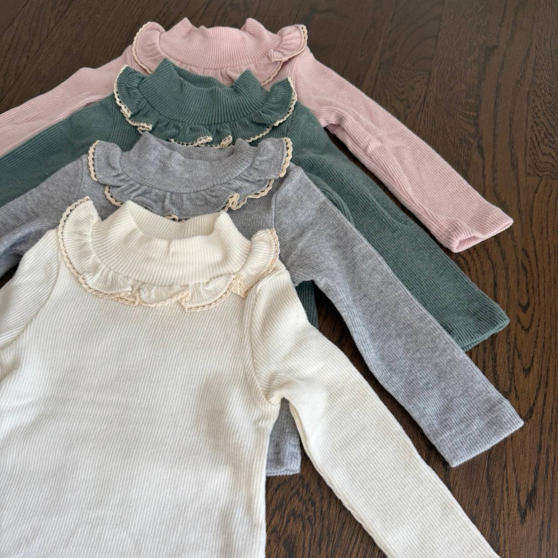 Mock Neck Ruffle Ribbed Top