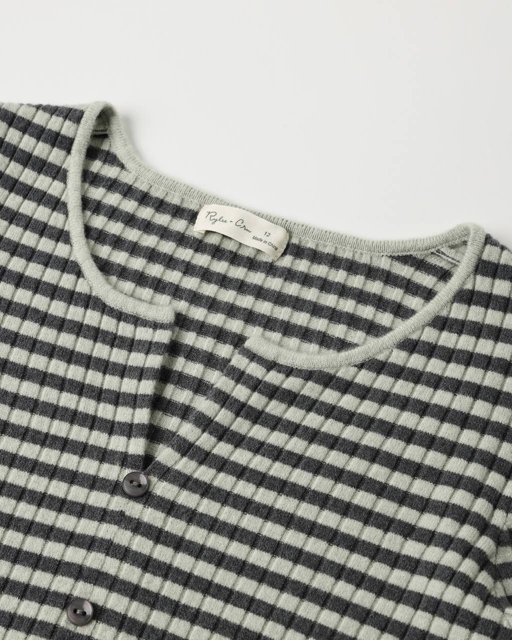 Long Sleeve Knit Tee & Flare Rib Knit Pant Set - Midnight Stripe