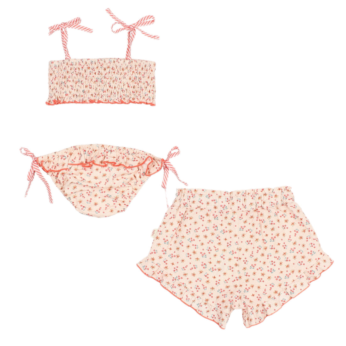 Picnic Bikini and Shorts Set in Coral