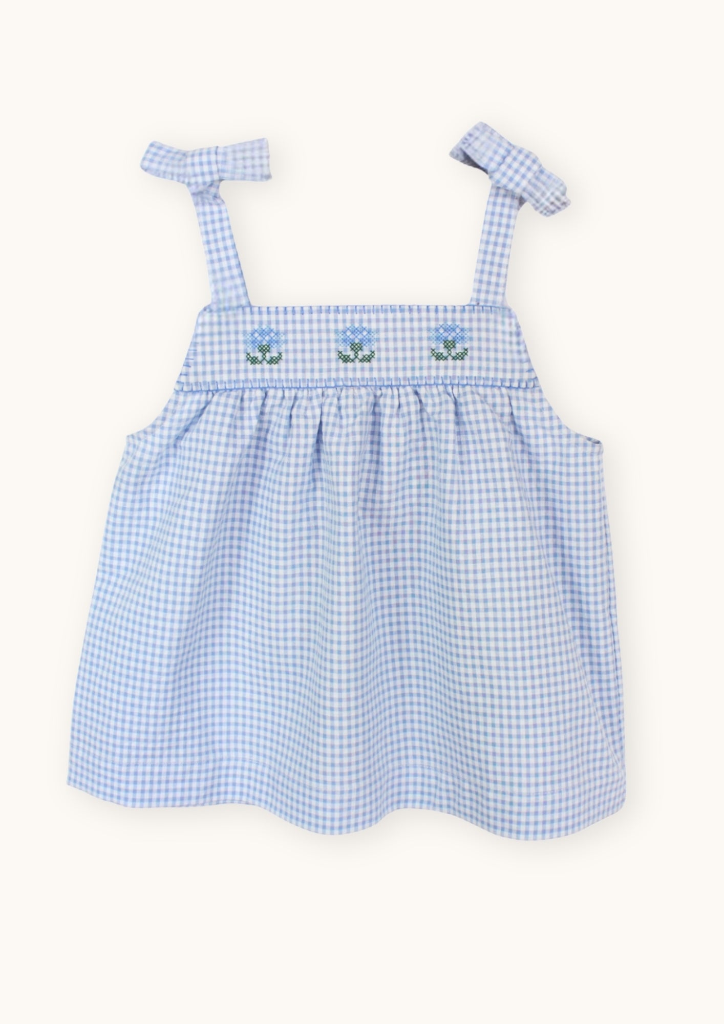 Gingham Embroidery Tank and Shorts Set