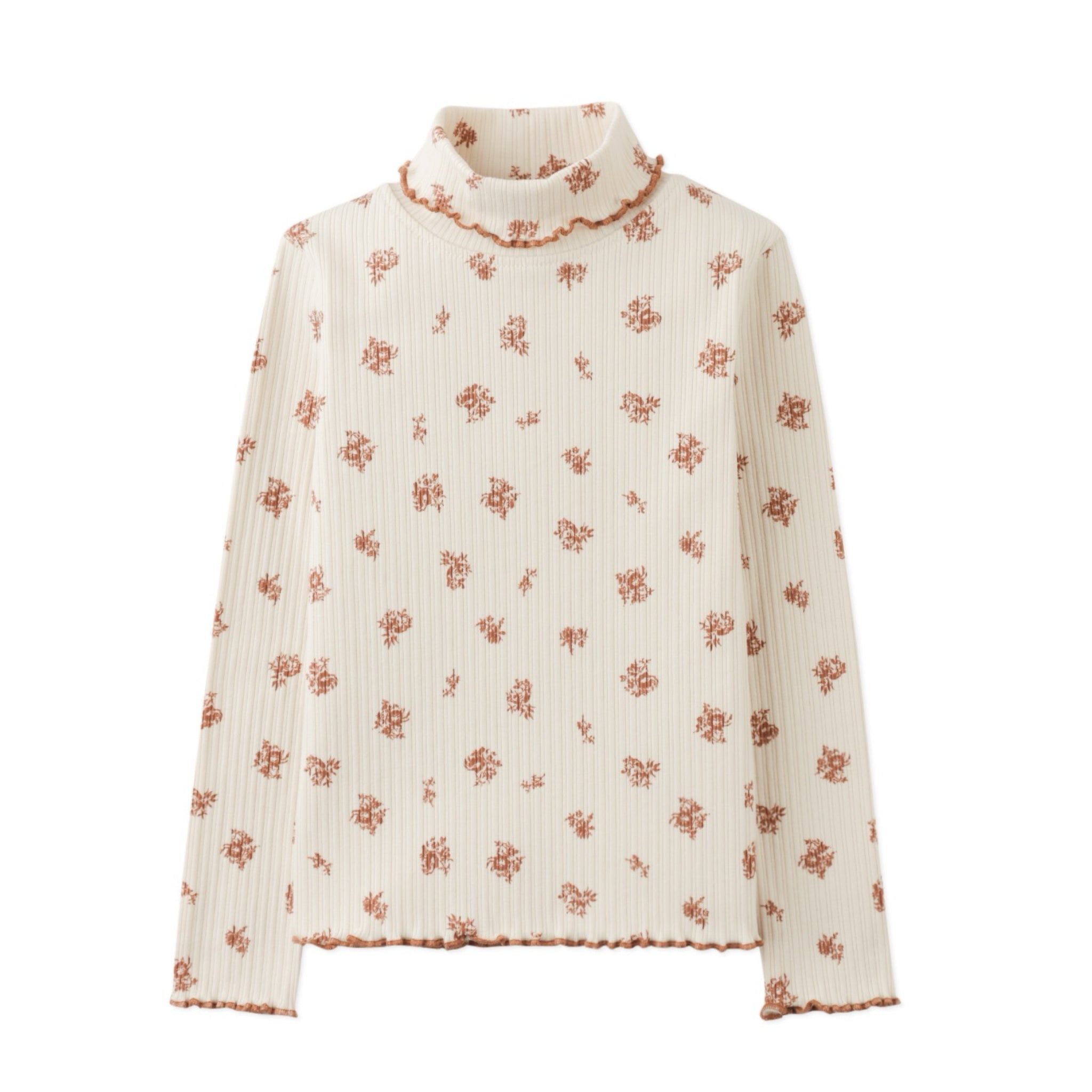 Floral Ribbed Turtleneck
