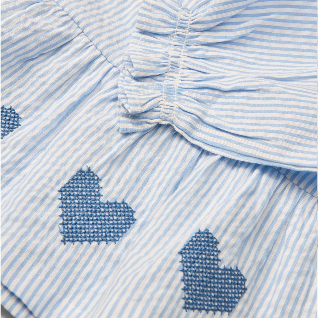 Blue Seersucker Shorts Set