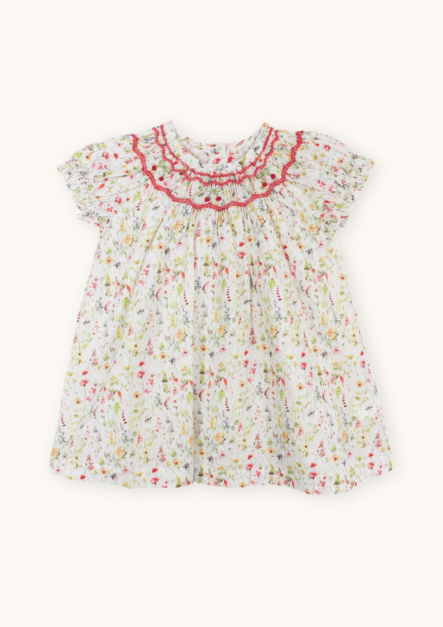 Baby Floral Embroidered Cherry Dress