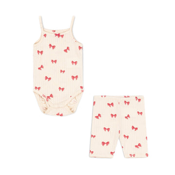Minnie Shorts and Strappy Tank Onesie Set Bows