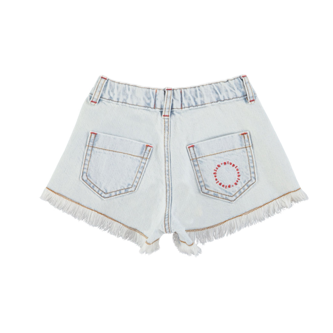 Light blue denim shorts with frayed edges 