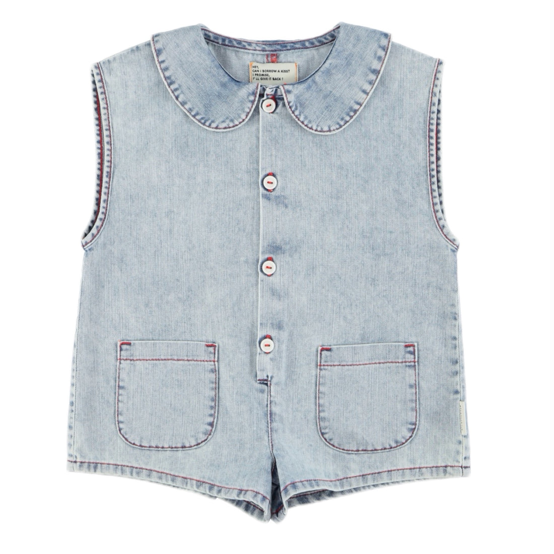 Light blue denim jumpsuit with button details 