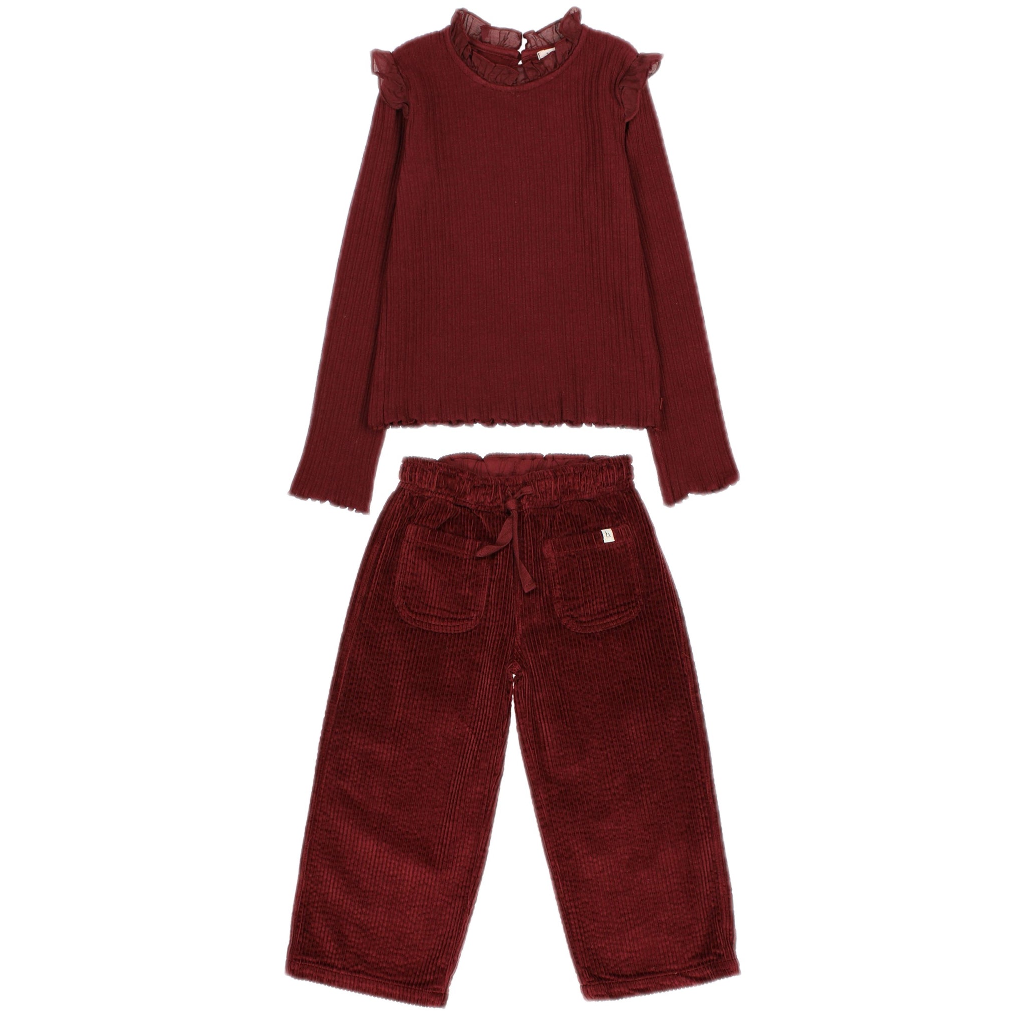 Corduroy Pants and Ribbed T-shirt Set