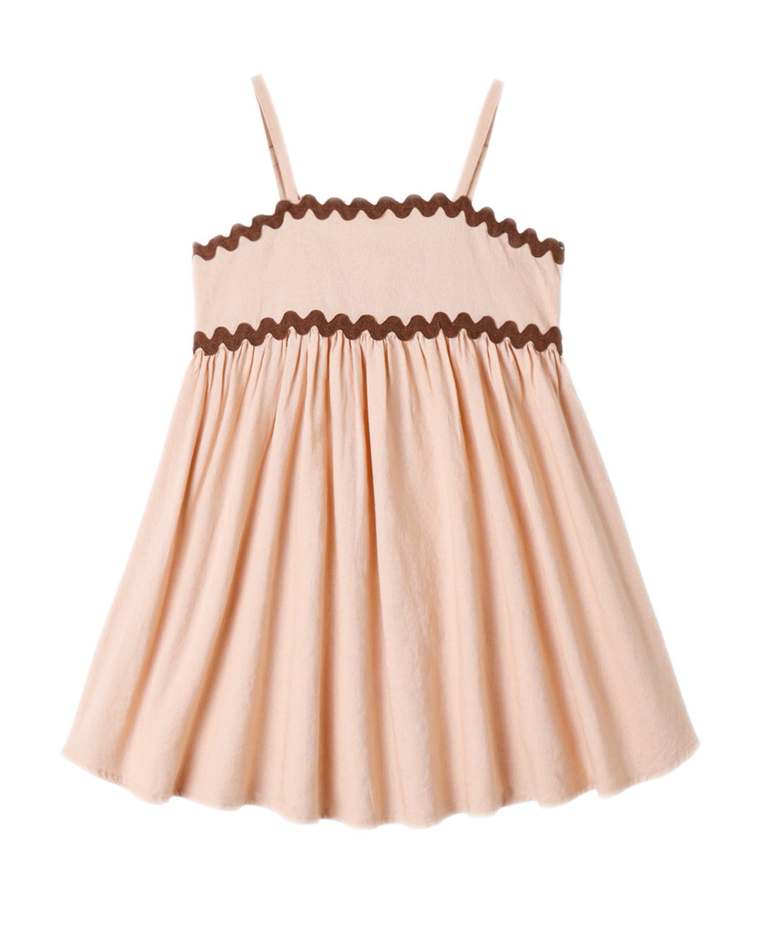 Pink dress with brown trim 