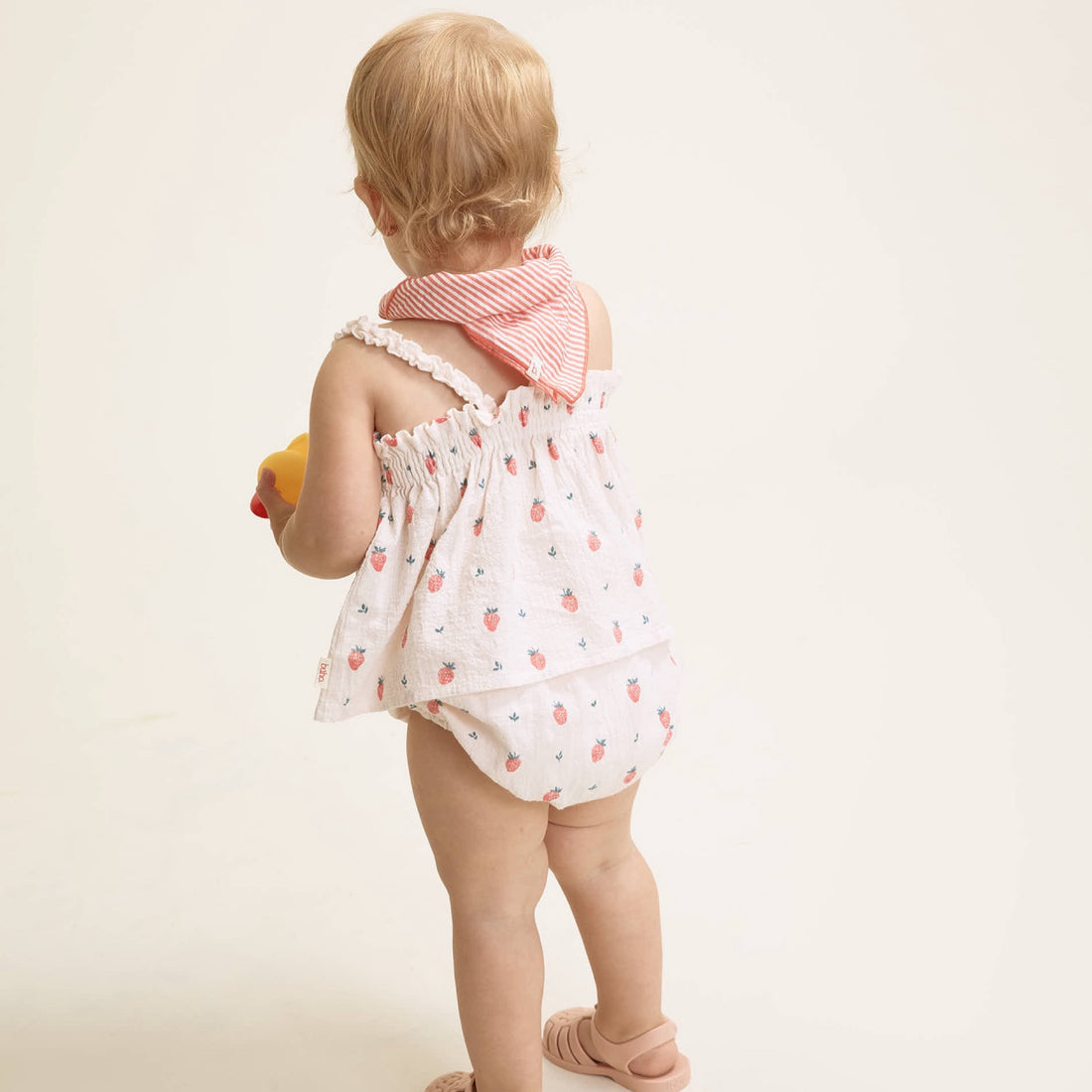 Strawberry Top and Culotte in Cream Pink