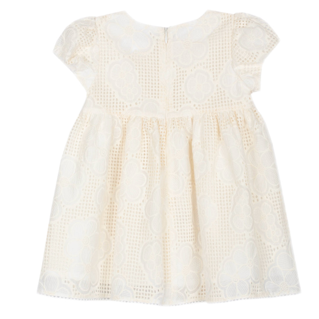 Ivory Cotton Flower Embroidery Dress