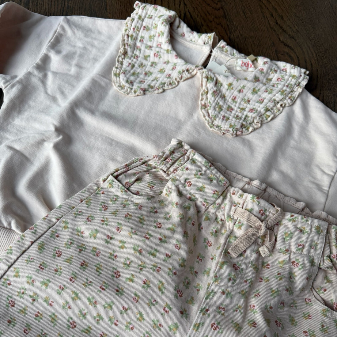 Cottage Girly Pants & Sweatshirt Set - Cream Pink