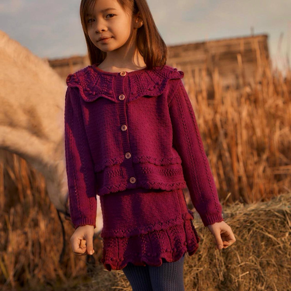 Cardigan Josephina & Skirt Aude Set - Beetroot