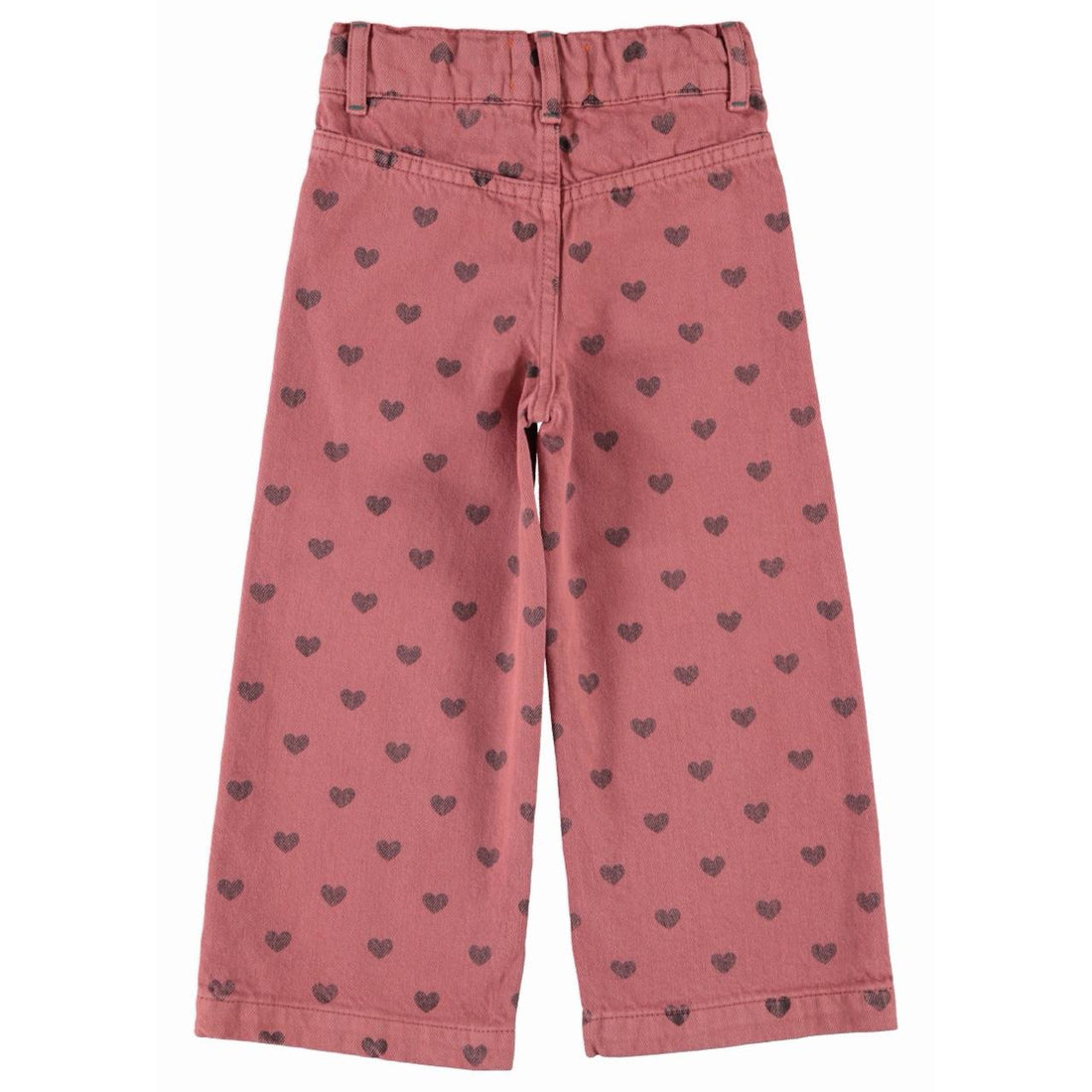 Flare Trousers - Pink w/ Black Hearts